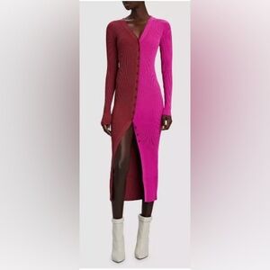 STAUD maroon and pink sweater dress